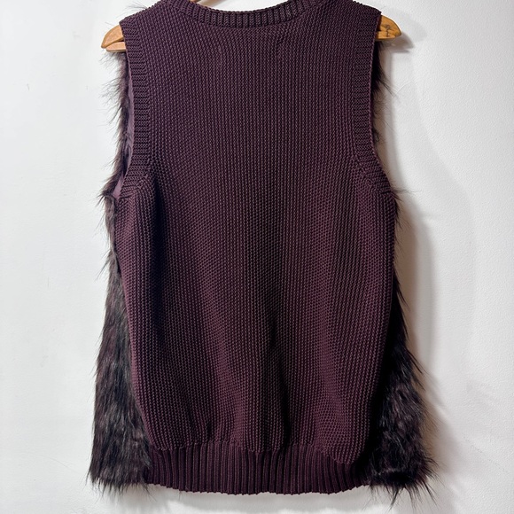 Womens Sebby Collection black & burgundy Faux Fur‎ Open Front Vest Size Large - Picture 4 of 8